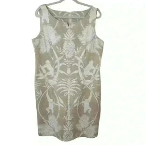 Vintage Ultra Dress New York Canvas Dress Size 18 Monkey Pineapple Palm Trees
